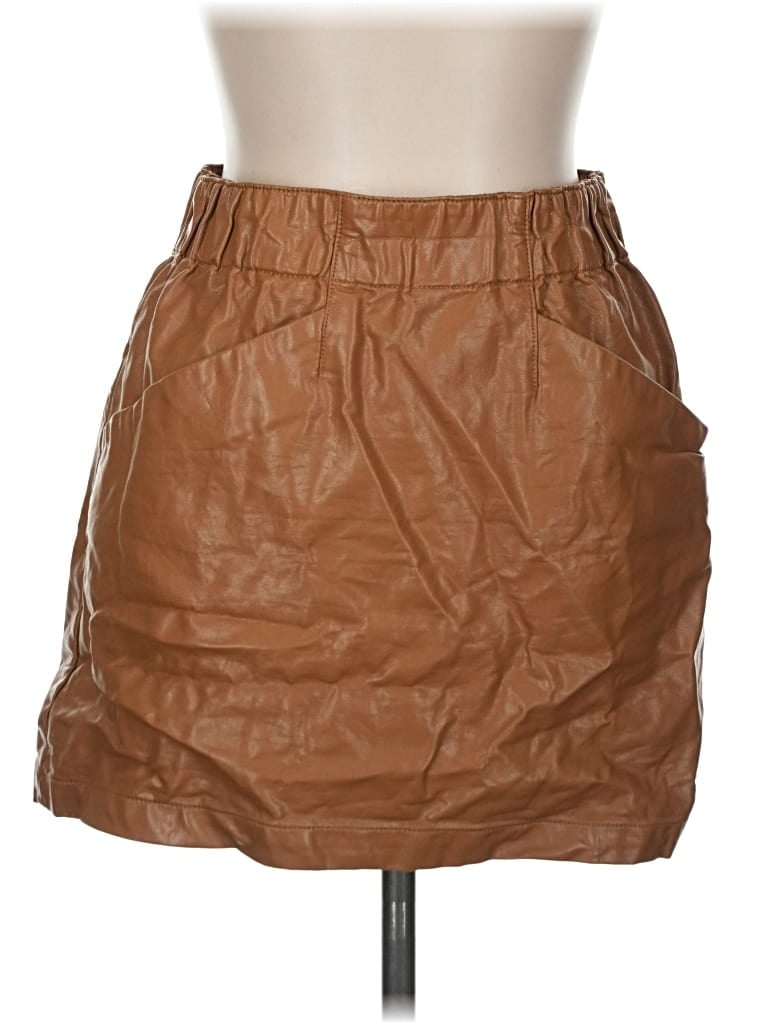 Pre-owned Jolt Faux Leather Skirt In Brown
