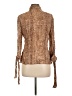 Le Caviar 100% Polyester Animal Print Brown Long Sleeve Blouse Size L - photo 2