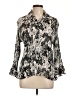 Essentials by Milano Paisley Silver Long Sleeve Blouse Size L - photo 1