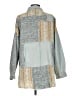 Pol 100% Cotton Color Block Silver Long Sleeve Blouse Size M - photo 2