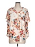 Torrid 100% Polyester Floral Ivory Short Sleeve Blouse Size Lg Plus (0) - photo 1
