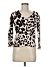 ECI 100% Cotton Animal Print Ivory 3/4 Sleeve Top Size M - photo 1
