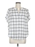 Ann Taylor 100% Polyester Plaid Gray Short Sleeve Polo Size M - photo 1