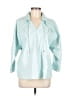 Alfani Teal 3/4 Sleeve Button-Down Shirt Size M - photo 1