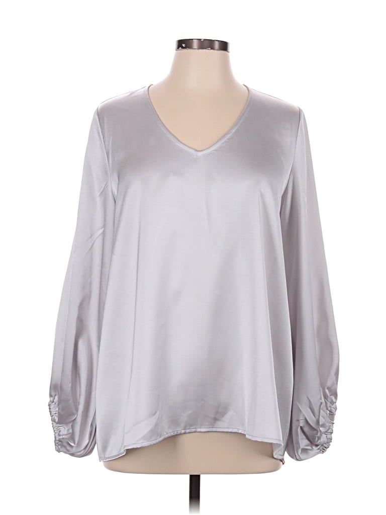 Pre-owned Mazik Long Sleeve Blouse In Silver