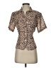 Anna 100% Polyester Animal Print Brown Short Sleeve Blouse Size S - photo 1