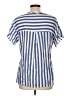 Millibon 100% Rayon Stripes Blue Short Sleeve Blouse Size L - photo 2