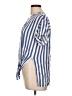Millibon 100% Rayon Stripes Blue Short Sleeve Blouse Size L - photo 5