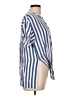 Millibon 100% Rayon Stripes Blue Short Sleeve Blouse Size L - photo 4