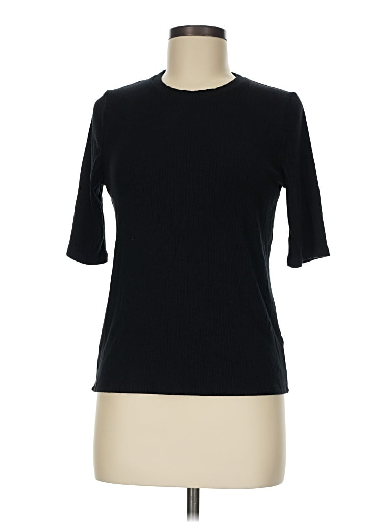 Pre-owned Splendid Short Sleeve Turtleneck In Black