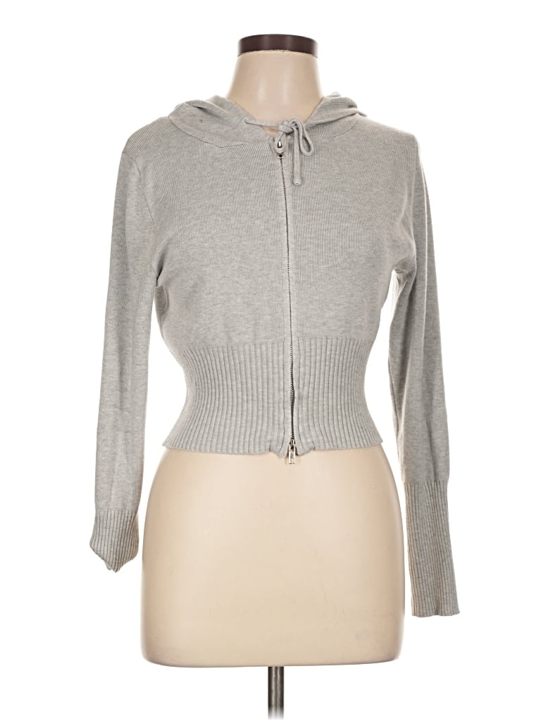 Pre-owned Pink Rose Long Sleeve Top Gray Cowl Neck Tops