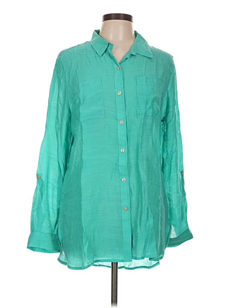 Pre-owned Cato Long Sleeve Blouse In Teal