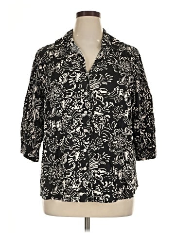 Jones & Co 3/4 Sleeve Button-Down Shirt (view 1)
