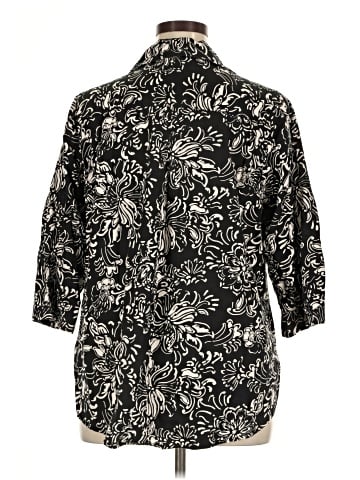 Jones & Co 3/4 Sleeve Button-Down Shirt (view 2)