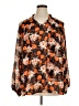 Shein Curve 100% Polyester Floral Orange Long Sleeve Blouse Size 16 Plus (2) - photo 1