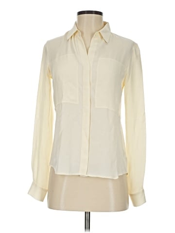 Theory Long Sleeve Silk Top (view 1)