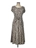 Perceptions Animal Print Gray Casual Dress Size 12 Petite - photo 1
