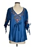 Unbranded Blue 3/4 Sleeve Blouse Size S - photo 1