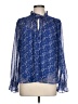 Ann Taylor LOFT 100% Polyester Blue Long Sleeve Blouse Size L - photo 1