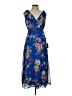 Lulus 100% Polyester Floral Blue Cocktail Dress Size L - photo 1