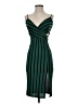 Chocolate Stripes Green Cocktail Dress Size S - photo 1