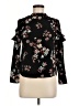 Lily White Floral Black Long Sleeve Blouse Size M - photo 1