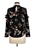 Lily White Floral Black Long Sleeve Blouse Size M - photo 2