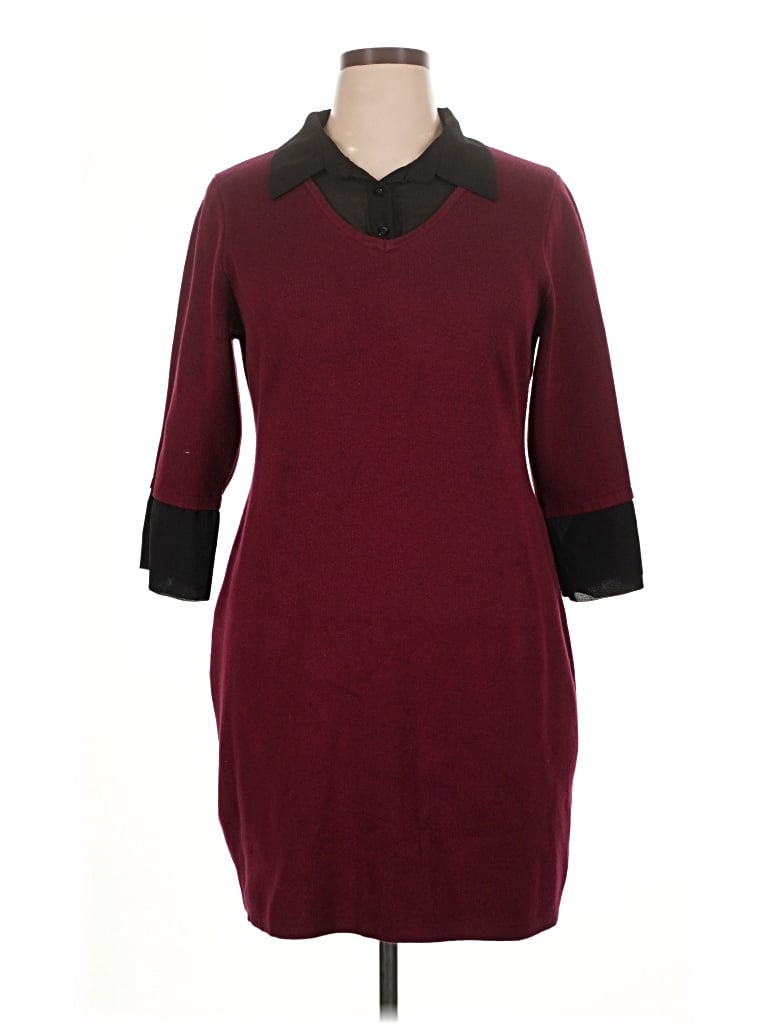 Pre-owned Nina Leonard Casual Dress In Burgundy