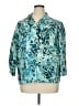 Chico's 100% Polyester Print Teal Raincoat Size XL (3) - photo 1