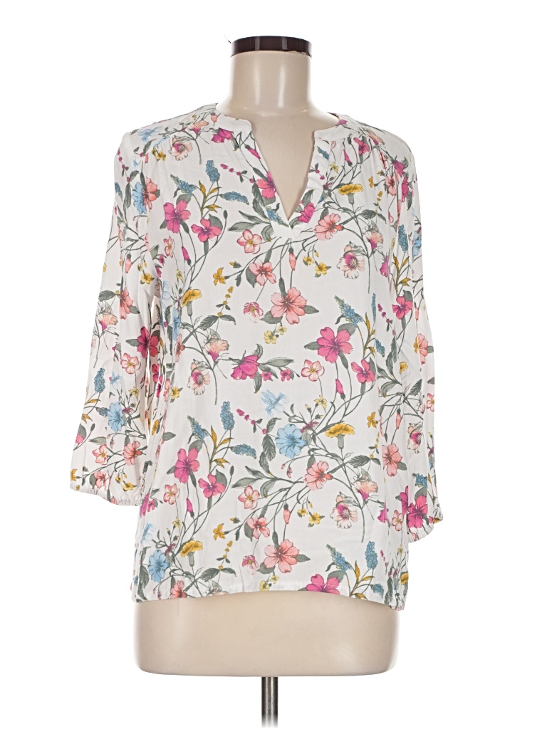 Pre-owned St. John's Bay 3/4 Sleeve Blouse In White