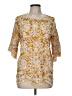 Solitaire 100% Rayon Yellow 3/4 Sleeve Blouse Size M - photo 1