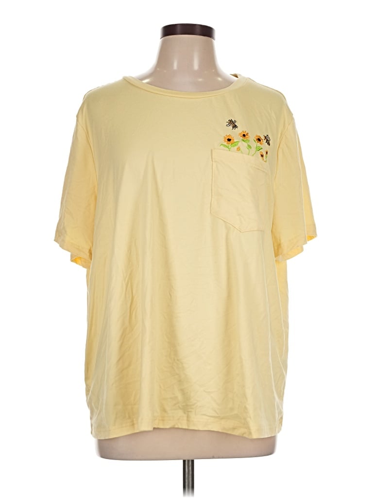 Pre-owned Shein Curve Short Sleeve T-shirt In Yellow