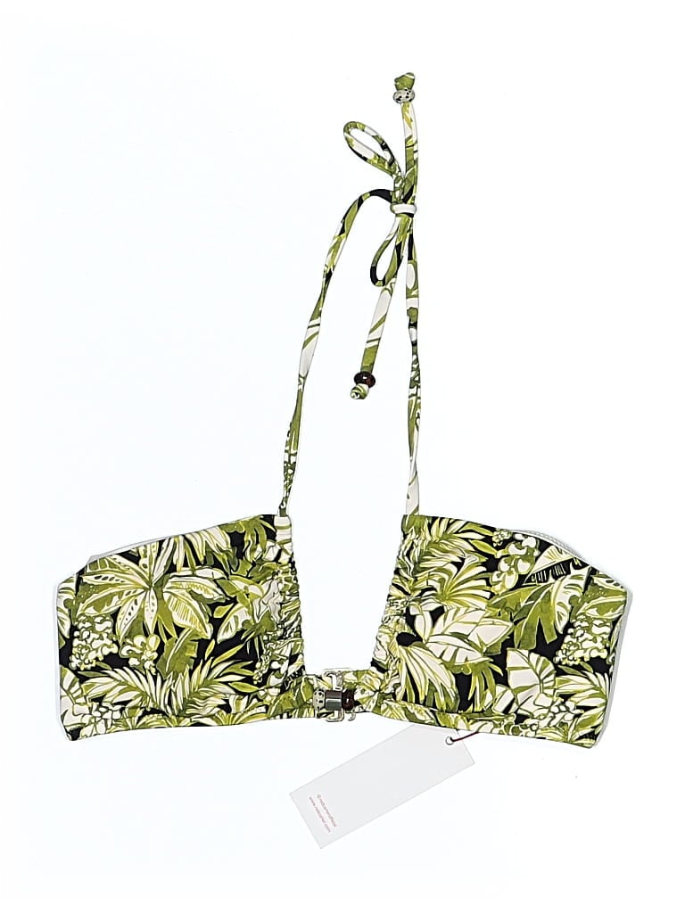 Pre-owned Red Carter Swimsuit Top Green Tropical Pattern Swimwear