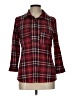 rue21 Plaid Burgundy 3/4 Sleeve Button-Down Shirt Size L (estimated) - photo 1