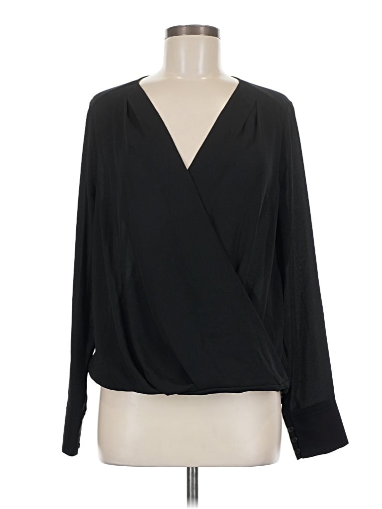 Pre-owned Halogen Long Sleeve Blouse In Black