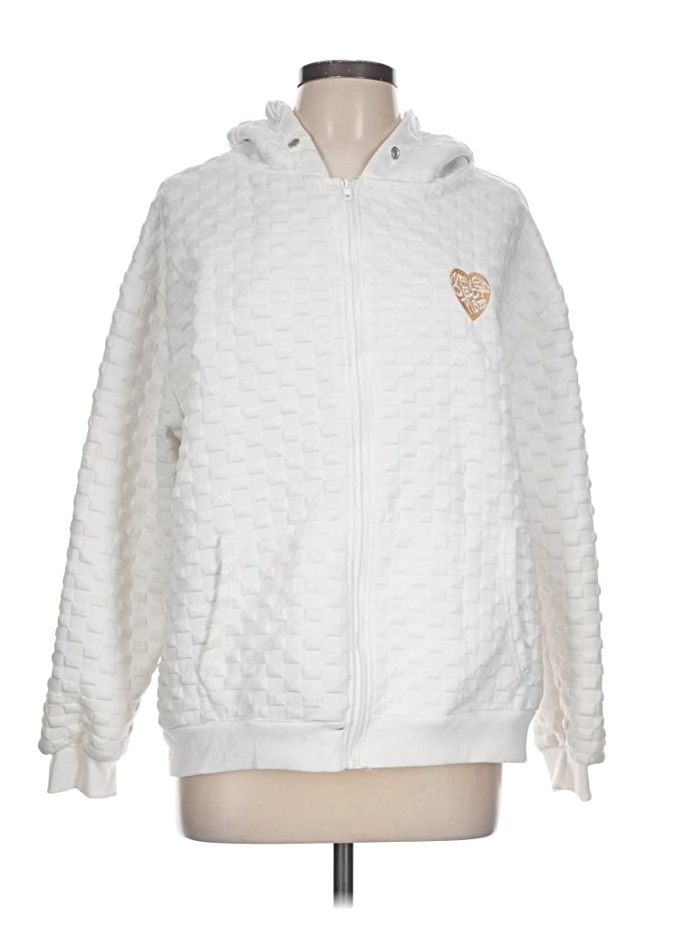Pre-owned Assorted Brands Zip Up Hoodie In White
