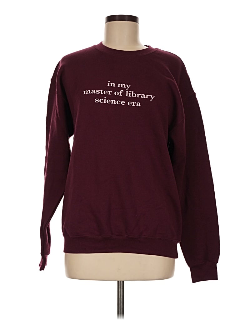 Pre-owned Gildan Sweatshirt In Burgundy