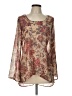 One World 100% Polyester Brown Long Sleeve Blouse Size L - photo 1