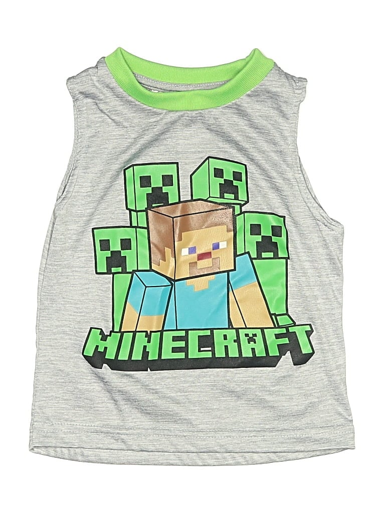 Pre-owned Minecraft Kids' Sleeveless T-shirt In Silver