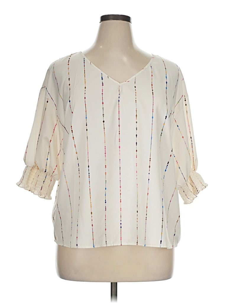 Pre-owned Shein Curve 3/4 Sleeve Blouse In Ivory