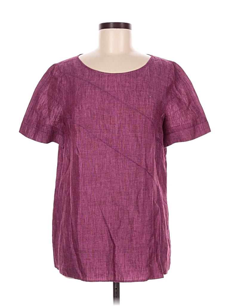 Pre-owned Lafayette 148 Short Sleeve Blouse In Purple