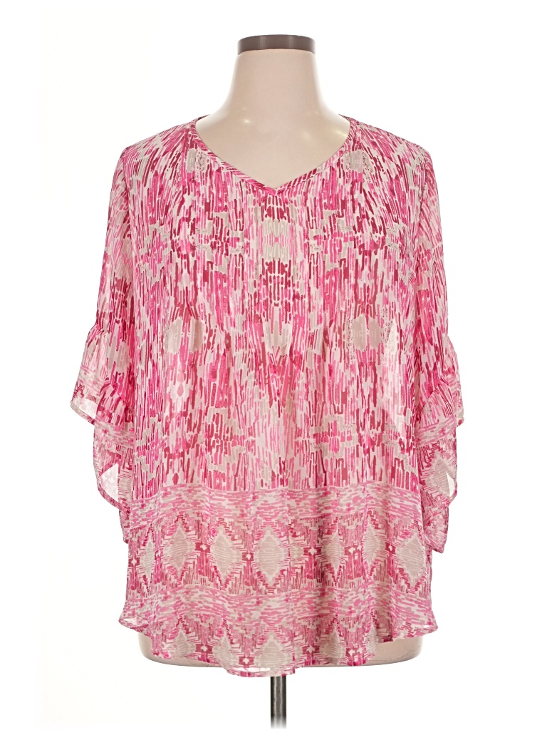 Pre-owned Style & Co 3/4 Sleeve T-shirt In Pink
