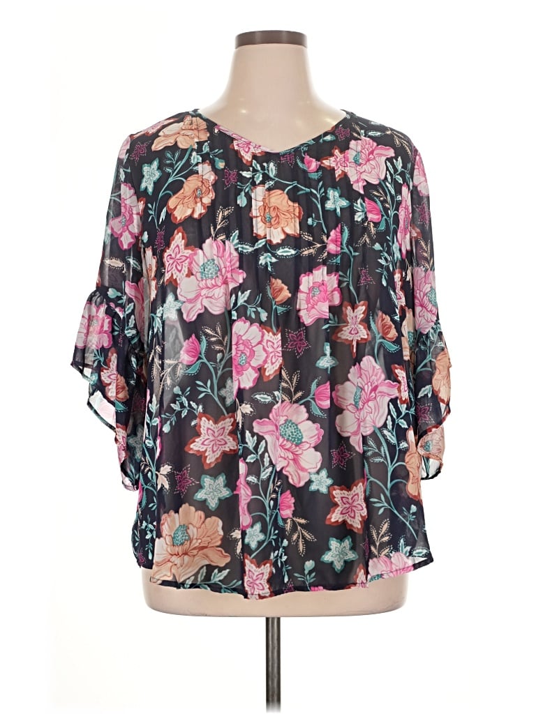 Pre-owned Style & Co 3/4 Sleeve T-shirt In Black