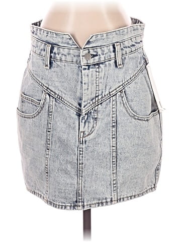 Aqua Denim Skirt (view 1)