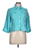 Ruby Rd. Teal 3/4 Sleeve Button-Down Shirt Size 10 Petite - photo 1