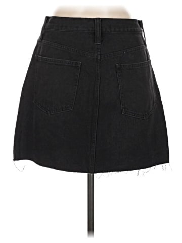 Madewell Rigid Denim A-Line Mini Skirt in Lunar Wash (view 2)