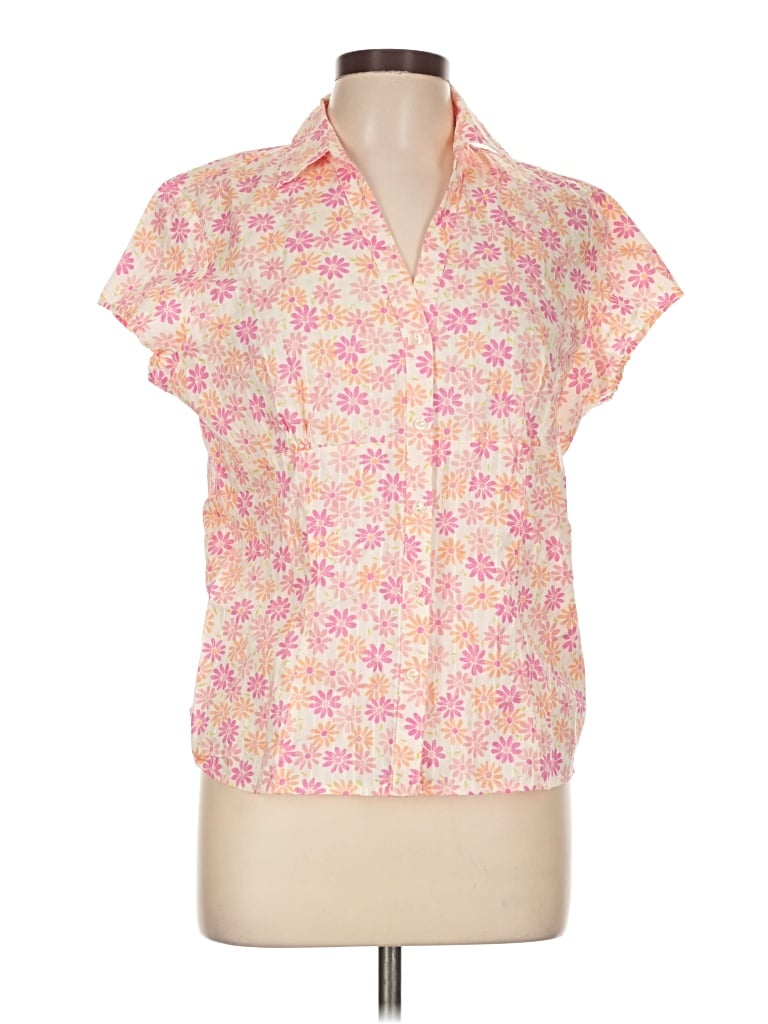 Pre-owned Bass Short Sleeve Blouse In Pink