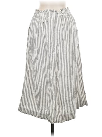 Madewell Striped Button-Front Pull-On Midi Skirt (view 2)