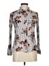 Polly & Esther 100% Rayon Floral Silver Long Sleeve Blouse Size M - photo 1