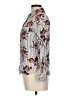 Polly & Esther 100% Rayon Floral Silver Long Sleeve Blouse Size M - photo 5